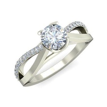 mulheres casamento noivado banda anel argolas solitário esterlina imprimível diamante platina brilhante jóia jóias prata joalheria delicado luz ouro branco 3d print model - Mito3D
