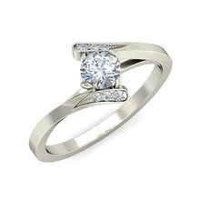donne solitario fidanzamento nozze squillare anelli sterlina stampabile diamante platino brillante gioiello gioielleria argento delicato luce oro bianca 3d print model - Mito3D