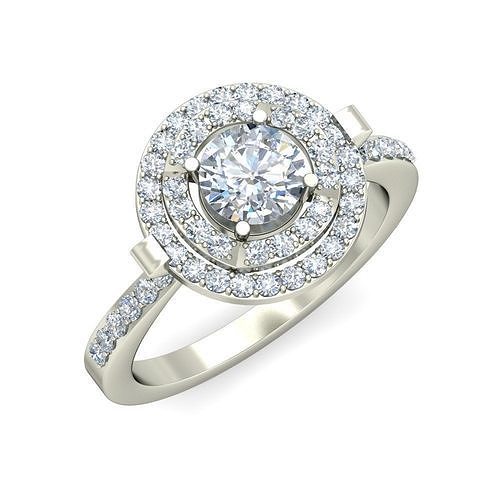 mulheres solitário noivado Casamento anel argolas esterlina imprimível diamante platina brilhante jóia jóias prata joalheria delicado luz ouro branco 3D print model - Mito3D