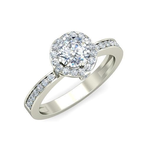 mulheres solitário noivado Casamento anel argolas esterlina imprimível diamante platina brilhante jóia jóias prata joalheria delicado luz ouro branco 3D print model - Mito3D