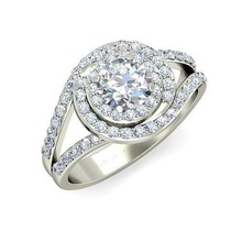 mujer boda compromiso banda anillo anillos solitario libra esterlina imprimible diamante platino brillante joya joyería plata delicado ligero oro blanco 3d print model - Mito3D