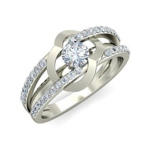 femmes mariage engagement bande bague anneaux solitaire sterling imprimable diamant platine brillant bijou bijoux argent délicat lumière or blanc 3d print model - Mito3D