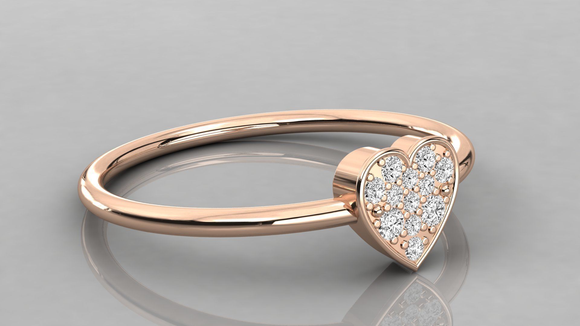 les femmes solitaire coeur anneau 3dm rendu des détails bijoux anneaux de la livre sterling imprimable le diamant l'anneau platine brillant mariage l'engagement joyau d'argent délicat lumière or blanc bague fiançailles en 3D print model - Mito3D