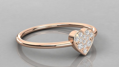 les femmes solitaire coeur anneau 3dm rendu des détails bijoux anneaux de la livre sterling imprimable le diamant l'anneau platine brillant mariage l'engagement joyau d'argent délicat lumière or blanc bague fiançailles en 3d print model - Mito3D