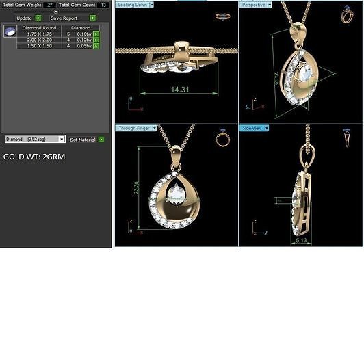 mulheres solitário pera compartilhar pingente 3dm render detalhes colar jóias diamante prata ouro joalheria coquetel precioso jóia gema Casamento noivado pingentes 3D print model - Mito3D