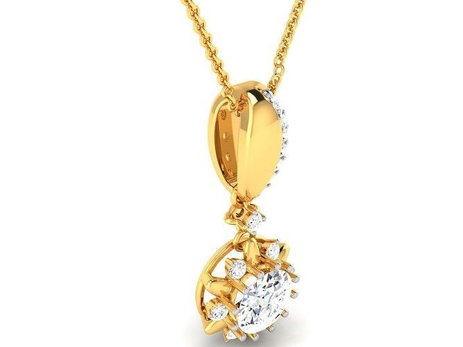 women solitaire pendant 3dm render details necklace jewellery diamond silver gold jewelry precious jewel gem wedding engagement fancy fashion pendants 3D print model - Mito3D