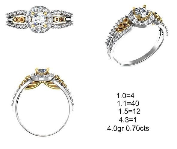 femmes solitaire bague 008 femme minimaliste or argent bijoux bijou imprimable l'amour mariage diamants fleur cœur anneaux 3D print model - Mito3D