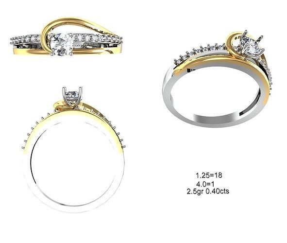 donne solitario squillare 028 donna minimalista oro argento gioielleria gioiello stampabile amore nozze diamanti fiore cuore anelli 3D print model - Mito3D