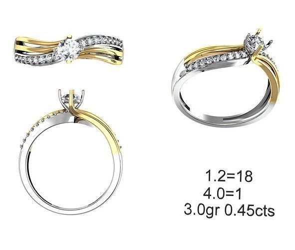donne solitario squillare 033 donna minimalista oro argento gioielleria gioiello stampabile amore nozze diamanti fiore cuore anelli 3D print model - Mito3D