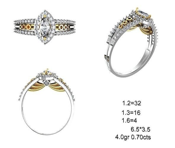 Frauen Solitär Ring 036 Frau minimalistisch Gold Silber Schmuck Juwel druckbar Liebe Hochzeit Diamanten Blume Herz Ringe 3D print model - Mito3D