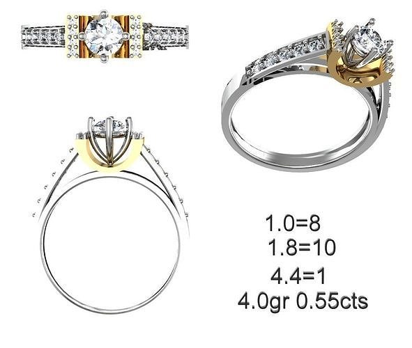 donne solitario squillare 040 donna minimalista oro argento gioielleria gioiello stampabile amore nozze diamanti fiore cuore anelli 3D print model - Mito3D