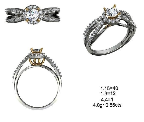 donne solitario squillare 052 donna minimalista oro argento gioielleria gioiello stampabile amore nozze diamanti fiore cuore anelli 3D print model - Mito3D