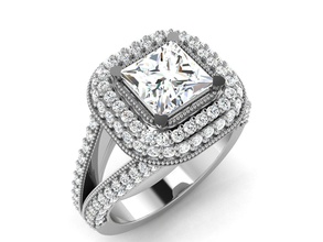 Damen Solitär ring 3dm render detail Schmuck Ringe solitaire sterling bedruckbar ist diamond Platin genial Hochzeit engagement Juwel Silber weiß gold Diamant-ring 3d print model - Mito3D