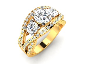 femmes solitaire bague 3dm rendre anneaux sterling imprimable diamant platine brillant mariage engagement bijou bijoux argent blanc or 3d print model - Mito3D