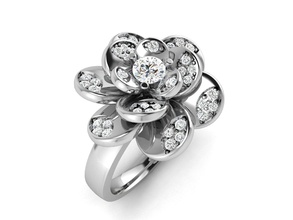 femmes solitaire bague 3dm rendre anneaux sterling imprimable diamant platine brillant mariage engagement bijou bijoux argent blanc or 3d print model - Mito3D