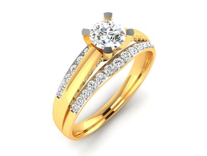 femmes solitaire bague 3dm rendre anneaux sterling imprimable diamant platine brillant mariage engagement bijou bijoux argent blanc or précieux 3d print model - Mito3D