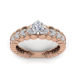 Frauen Solitär Ring 3dm Detail Ringe Hochzeit Engagement Juwel Schmuck Diamant druckbar Gold Silber Platin Luxus wertvoll Rose 3d print model - Mito3D