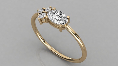 femmes solitaire bague 3dm stl rendre anneaux sterling imprimable diamant platine brillant mariage engagement bijou bijoux argent blanc or 3d print model - Mito3D