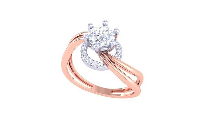 mujer solitario anillo 3dm stl 3mf mtl gltf glb obj anillos imprimible diamante platino joya brillante Boda compromiso joyería plata precioso lujo 3D print model - Mito3D