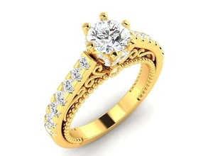 femmes solitaire bague 3dm stl rendre bijoux platine précieux luxe gemme engagement or argent imprimable diamant brillant carat anneaux mariage sterling 3d print model - Mito3D