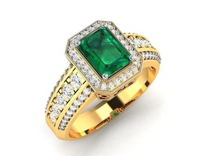frauen solitär smaragd stein ring 3dm stl damen schmuck signet ringe solide brillant diamant engagement leuchtenden luxus finger jahrgang gold 3dprinting silber juwel 3d print model - Mito3D