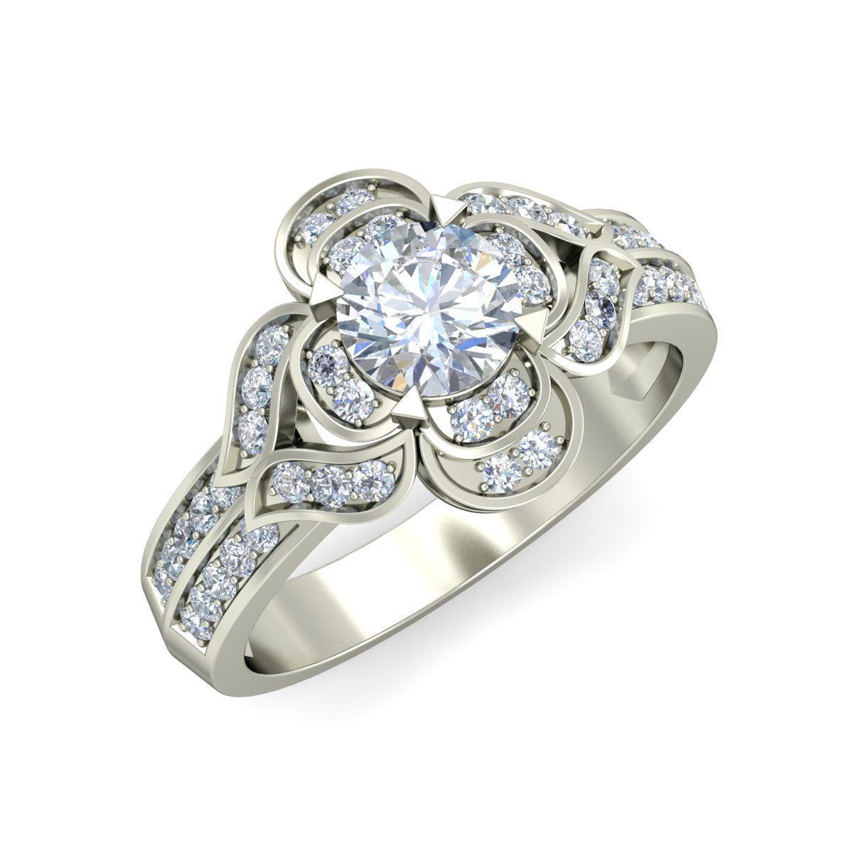 las mujeres solitario anillo de 3dm stl procesamiento detalle la impresión 3d modelo joyería los anillos boda gem compromiso joya imprimible el diamante plata oro sterling blanco brillante platino solitaire 3D print model - Mito3D