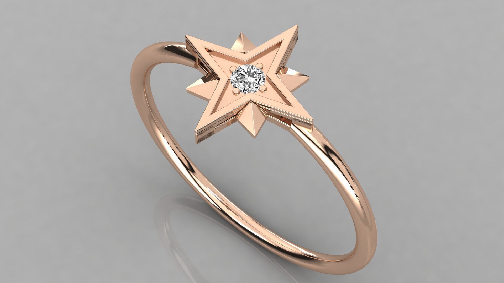 les femmes solitaire star bague 3dm rendu des détails bijoux anneaux de la livre sterling imprimable le diamant l'anneau platine brillant mariage l'engagement joyau d'argent délicat lumière or blanc en fiançailles 3D print model - Mito3D