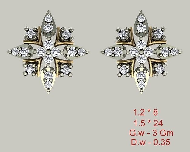 donne perno orecchini 3dm stl obj fbx dettagli orecchino cerchio 3dmodel cad gioielleria Uniti d'America Canada diamante diamanti Smeraldo 3dprinting 3d delicato squillare ciondoli 3D print model - Mito3D