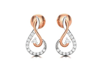 women studs earrings 3dm render detail rose gold jewellery printable gem hoopsandhuggies platinum silver jewel wedding diamond engagement jewelry precious luxury long drop 3d print model - Mito3D