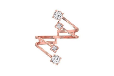 mujer Boda compromiso derivación anillo joyería joya platino solitario nupcial imprimible precioso anillos diamante oro Moda 3d print model - Mito3D