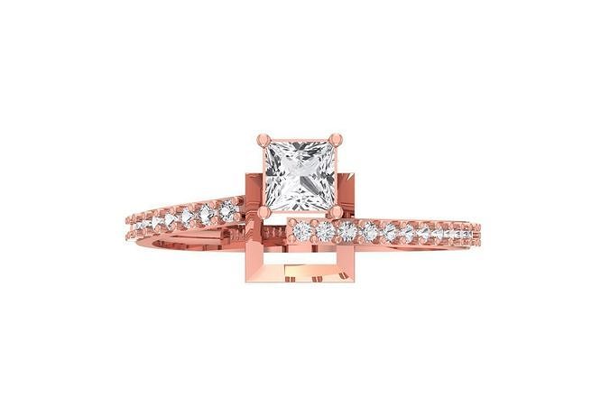 donne nozze Fidanzamento Principessa calcolo squillare gioielleria platino solitario nuziale anello stampabile prezioso anelli diamante oro moda gioiello 3D print model - Mito3D
