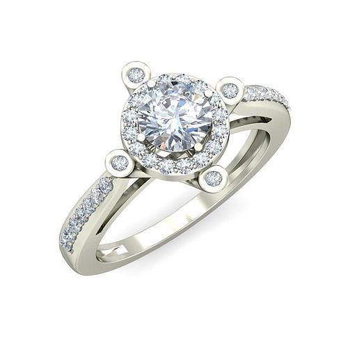 mujer Boda compromiso anillo joyería joya banda oro diamante aureola anillos abultar colección solitario 3D print model - Mito3D
