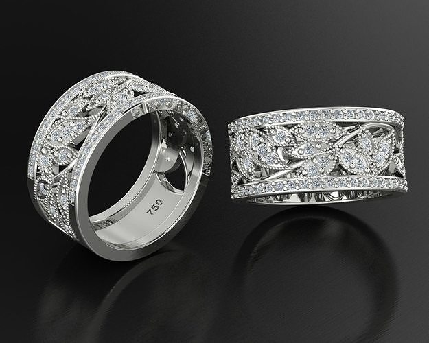 femmes blanc or engagement bague diamant 3dm anneaux bijoux imprimable argent bijou mariage brillant mode conception royale 3dmmodel 3djewelry 3D print model - Mito3D