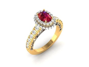 femmes ovale calcul bague 3dm rendre bijoux sceau anneaux solide argent bijou gemme diamant 3d print model - Mito3D