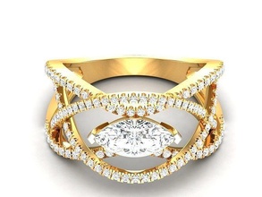 mulheres diamante anel 3dm render joalheria sinete argolas sólido imprimível brilhante noivado brilhando luxo rosado banda ouro 3dprinting 3d print model - Mito3D