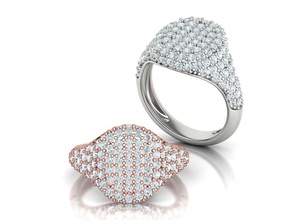 Damen Diamant Signet Ring Gold Ringe 3dmodels Schmuck Frauen solide druckbar brillant Engagement leuchtenden 3d print model - Mito3D
