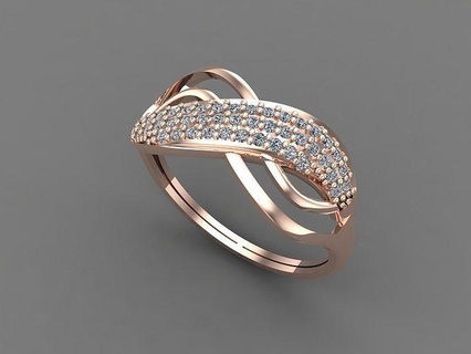 womens diamond signet ring women rings 3dmodels 3d print model jewelry solid printable brilliant engagement shining luxury pinky band gold 3dprinting 3d print model - Mito3D