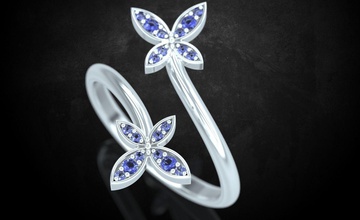 donne anello di farfalle elegante gioielli 3dprinted il design moda oro d'oro gioiello stampa printabl stampabile la prototipazione anelli argento womens le 3d print model - Mito3D