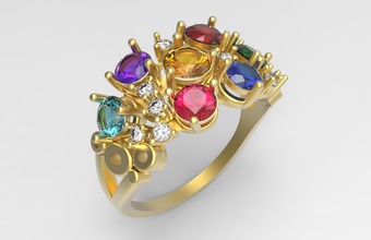 womens ring large stones jewelry gold silver gem fashion jewellery printable rings 3d print model - Mito3D