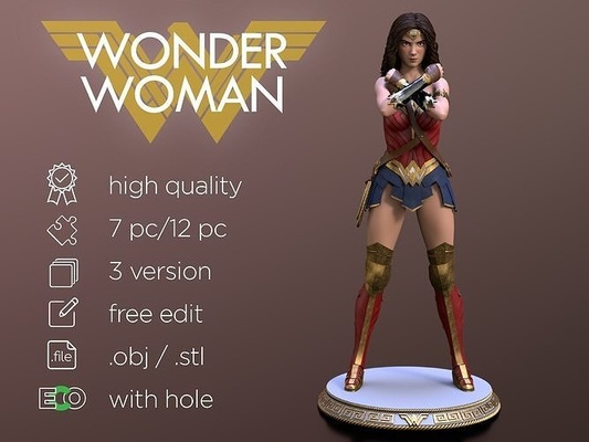 preguntarse mujer dc cómic hembra niña héroe casco maravilla diana reina guerrero súper gal gadot justicia liga batman arte esculturas 3d print model - Mito3D