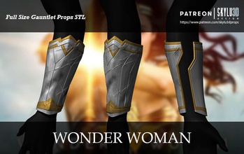 wonder woman gauntlet life size 3d print ready stl wonderwoman cosplay 3dprint armplate wrist hobby diy mechanical parts 3d print model - Mito3D