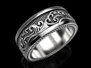merveilleux vagues de l'anneau bijoux d'impression 3dprinted imprimable les anneaux la conception joyau or mode printabl l'impression d'autres le prototypage d'argent mariage motard 3d print model - Mito3D
