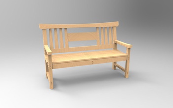 wood bench house outdoor 3d 3d print model - Mito3D