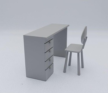 wood desk chair cartoon print printed miniatures thumbnails figures art furniture desktop house 3d print model - Mito3D