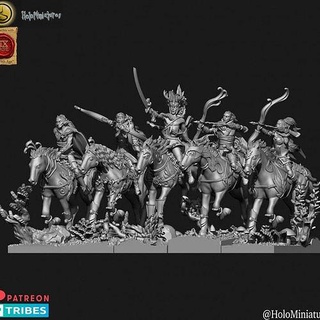 wood elves heath hunters archer elf fast forest unit wargaming horse hunter bow tabletop cavalry elven dnd lance shock 9thage glade woodelf games toys board 3d print model - Mito3D