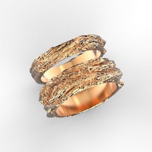ahşap alyans dokulu takı yüzük düğün bantları evlilik mücevher altın grup 3d print model - Mito3D