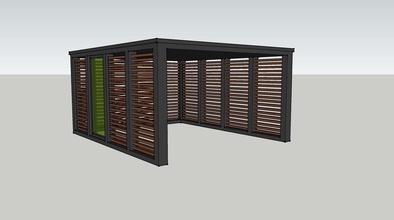 de madera, plaza garaje casa coche madera al aire libre moderno exterior patio trasero auto pérgola 3d print model - Mito3D