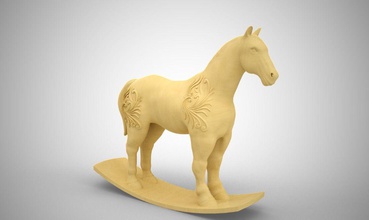 wooden horse animal wood rocking toy brown play kid object childhood fun old house furniture 3d print model - Mito3D