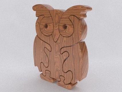 wooden owl 3d print toy puzzle jigsaw printable pieces fbx obj games toys game piece play jig models pattern 3d print model - Mito3D