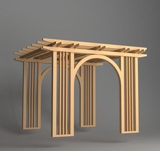 wooden pergola wood outdoors furniture traditional architecture family residental house outdoor 3d print model - Mito3D